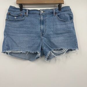 Levis Jean Shorts Women 34 Blue High Rise Cut Offs Stretch Light Wash Denim